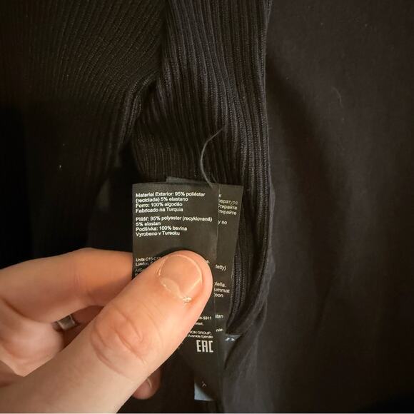 All Saints Molly Long Sleeve Ribbed Open Back Bodysuit Size 0 - Picture 4 of 6